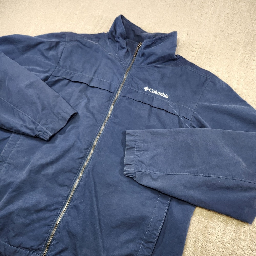 Columbia Jacket Men Medium Water Resistant Full Zip Glennaker Mesh Lined Blue
